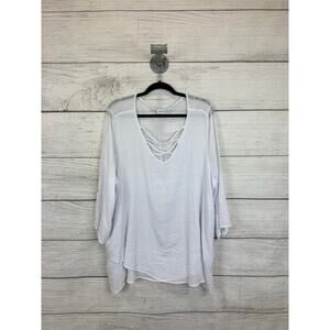 Avenue Plus Size White Gauzy Lightweight Tunic Top Size 30/32